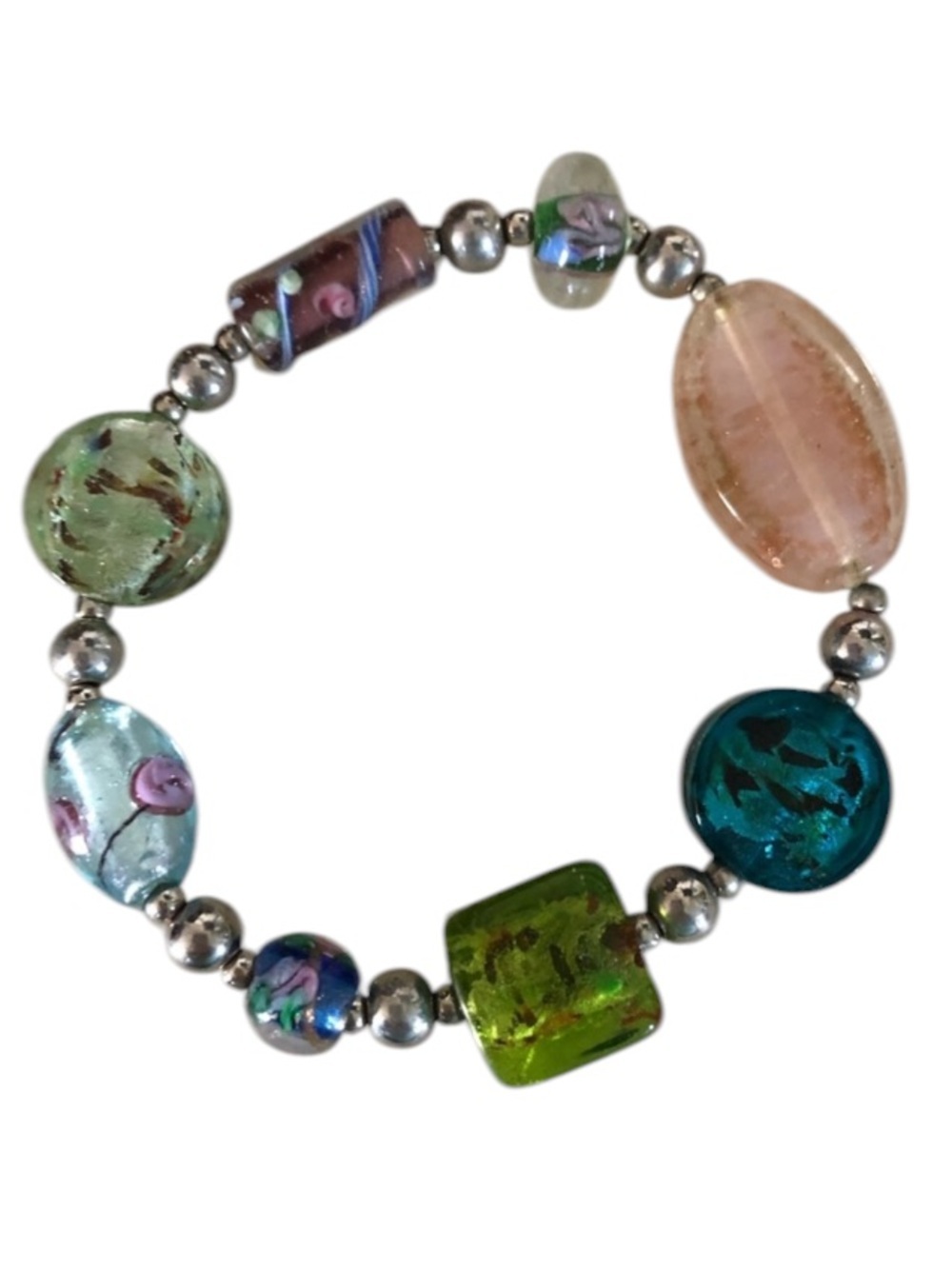 Glass Art Bead Stretch Bracelet